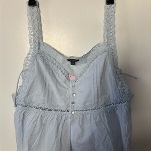 Wild Fable Sky Blue Lace Trim Balletcore Cozy Feminine Style Tank Top